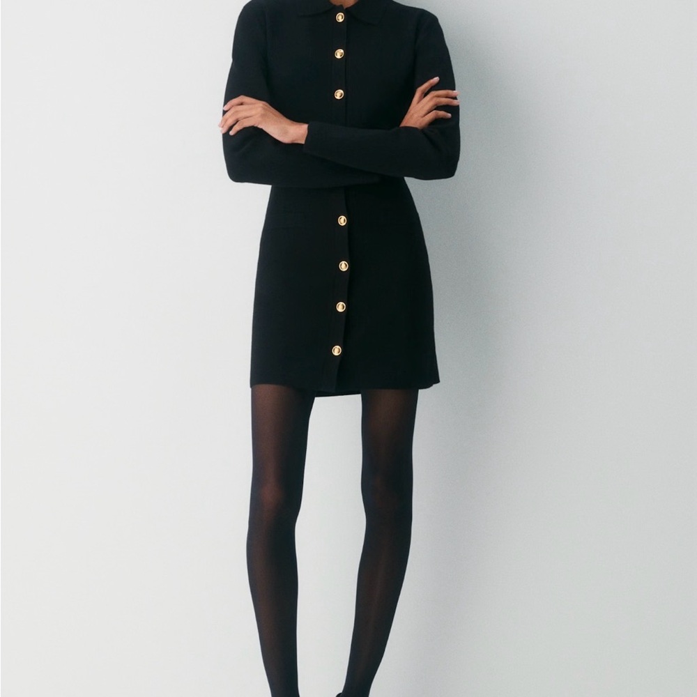Aritzia Babaton Indulge Dress - Slim Fit Black Button-Front Knit Dress